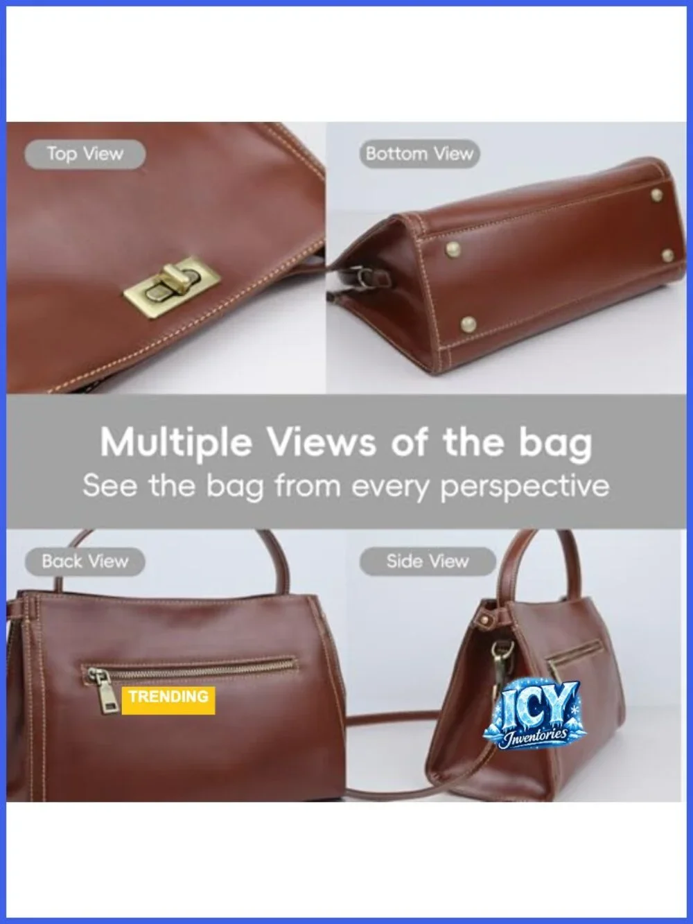 Genuine Leather Crossbody Bag Convertible Satchel with Metal Feet Work Travel